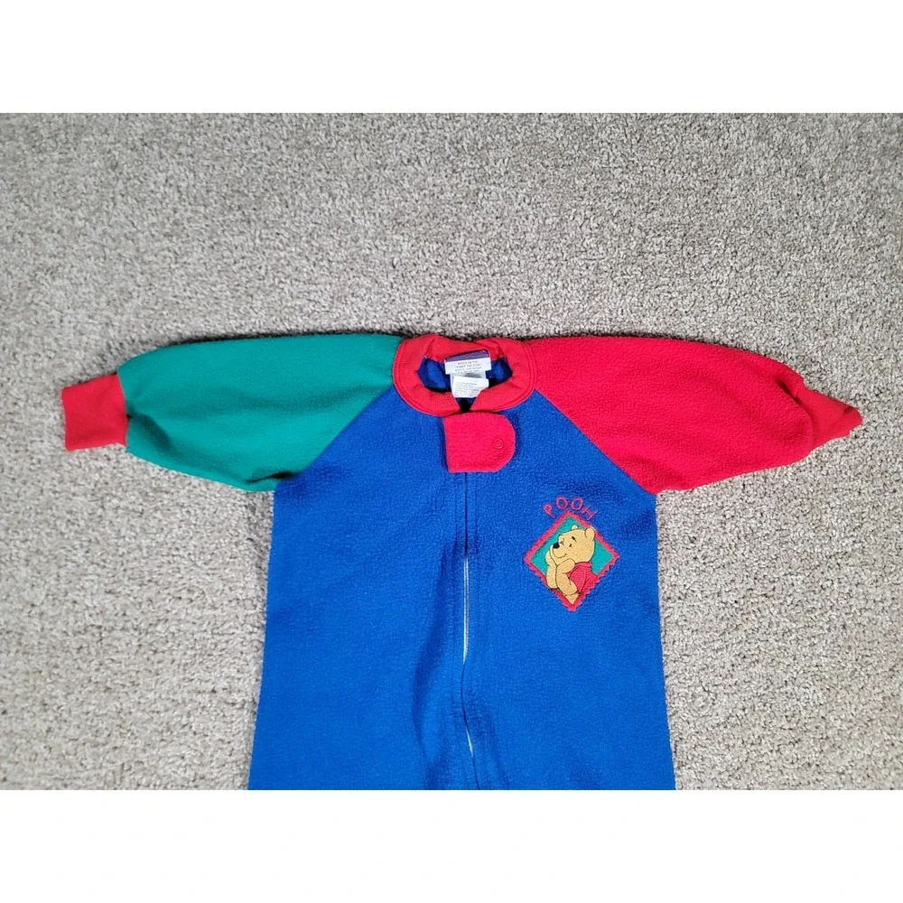Vintage Winnie The Pooh Sleeper Footed Pajama Full Zip 18 Months Blue 90s Disney